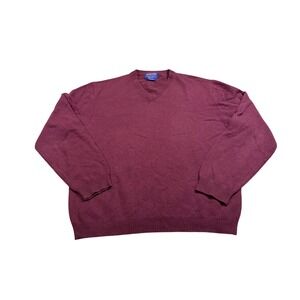 Pendleton Cashmere Sweater Large Burgundy V-Neck Pullover Mens Luxury Minimalist